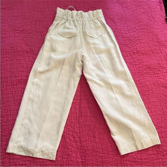 Club Monaco 100% linen White High-Waisted Wide-Leg Pants, US00 - Picture 5 of 8